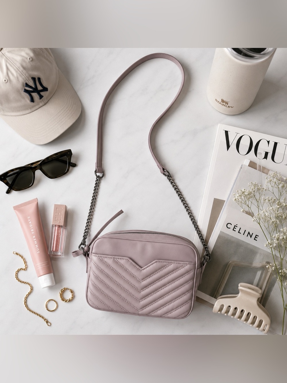 Express | Soft Pink Quilted Crossbody